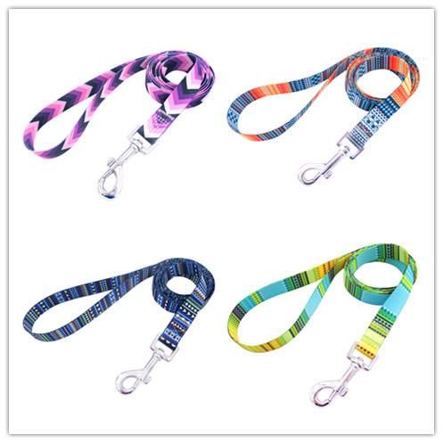 10 Colors Dog Collar Leash for Walking Training Luxury Polyester Pet Dog Cat Harness Set Custom Printed Dog Leash