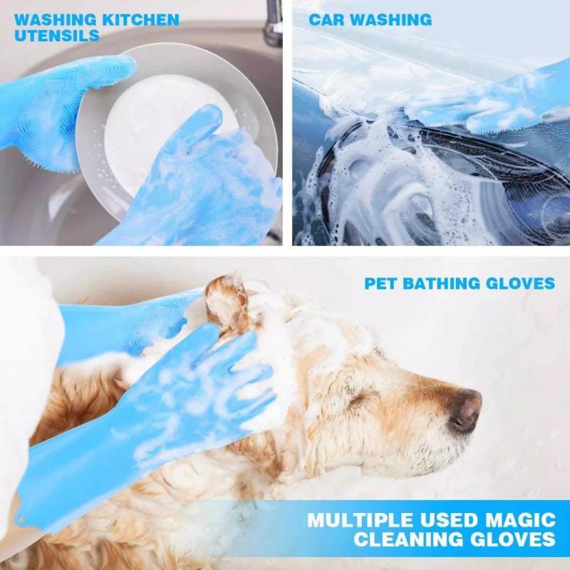 Reusable Dishes Car Bathroom Washing Pet Bathing Gloves  Silicone Washing Glove