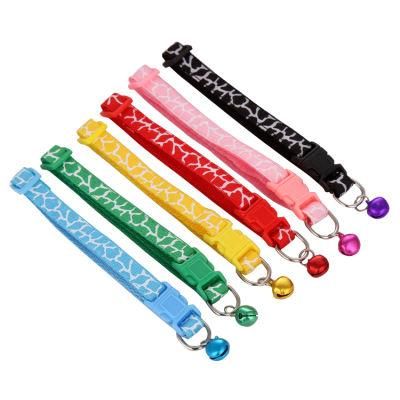 Wholesale Multi Colors Reticulate Pattern Print Adjustable Nylon Durable Heavy Duty Reflective Pet Cat Dog Collar with Bell