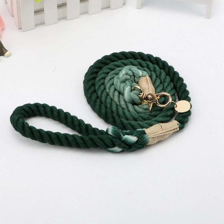 Fashionable Durable Ombre Natural Ombre Color Dog Leash with Pure Cotton Rope