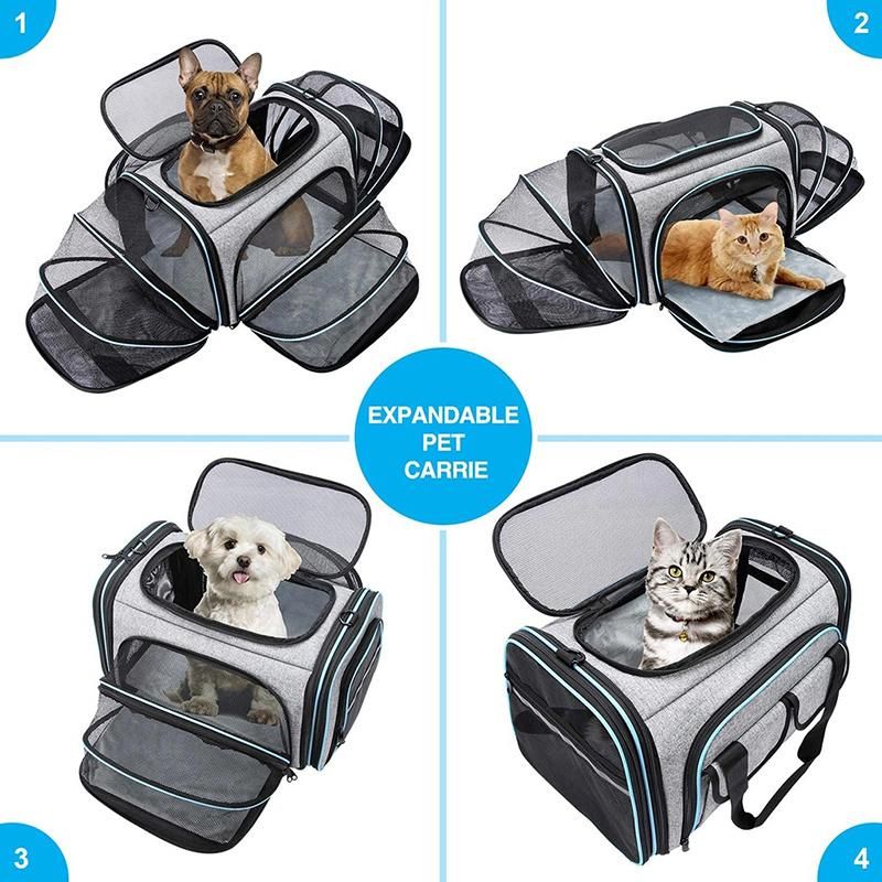 Expandable Cat Dog Carrier Pet Transport Travel Bag for Carrying