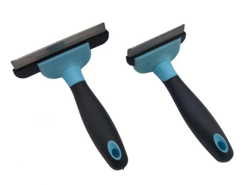 Top Seller Deshedding Tool Massage Comb Cleaning Slicker Hair Removal Animal Cat Dog Comb Pet Grooming Brush Blue-L