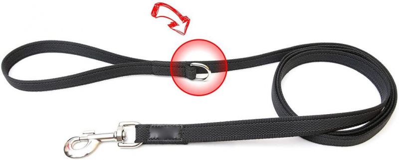 K9 Rubber Stitched Leads for Dogs with Non Slip Grip Handle - Black Gray