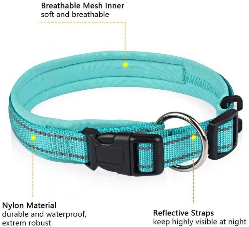 Adjustable Soft Padded Reflective Dog Collar with Multiple Colors