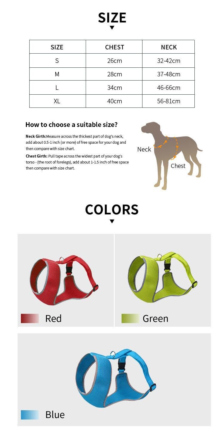 Pet Supplies Wholesale Breathable Custom Mesh Nylon Solid Pet Reflective Dog Harness