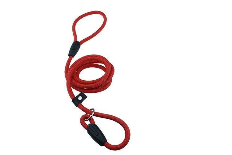 Factory Price Rope Dog Leash and Collar with Leather Stopper