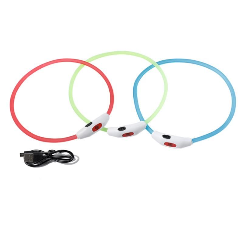 Wholesale USB Rechargeable LED Light Pet Collar Night Glowing Dog Collar Dog Leash