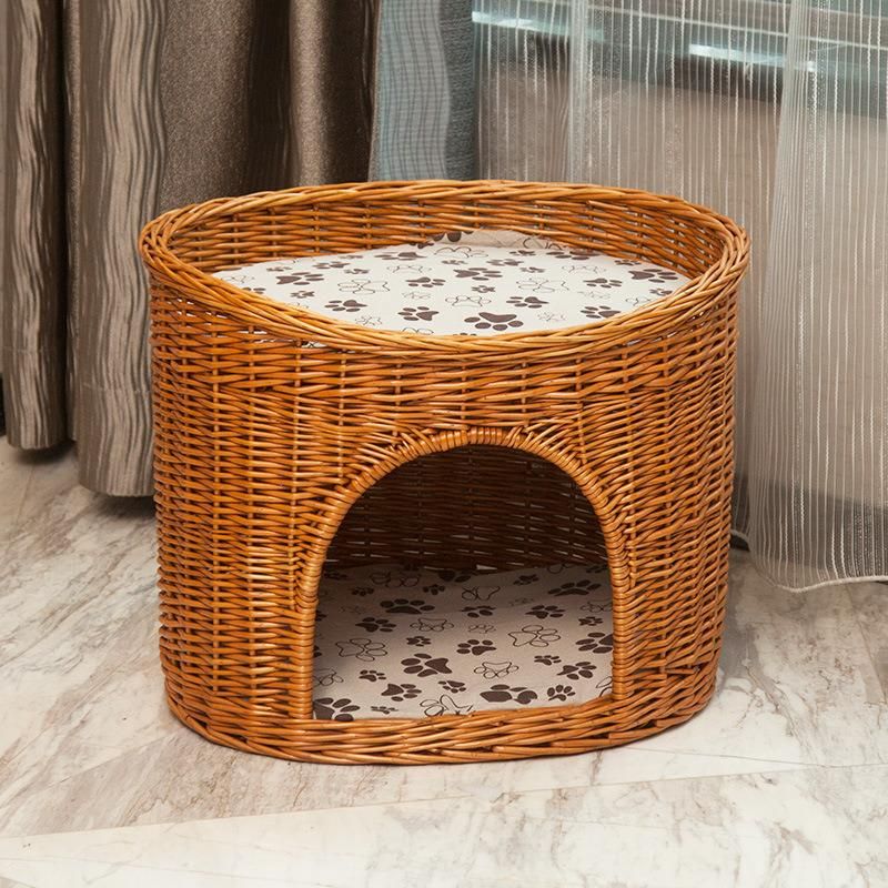 Blue and Pink Breathable Hand Wash Cat Rattan Bed House