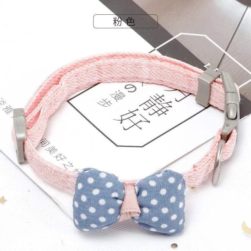 Cat Collars Cotton Striped Bowknot Necklace Tie Puppy Bandana Collar