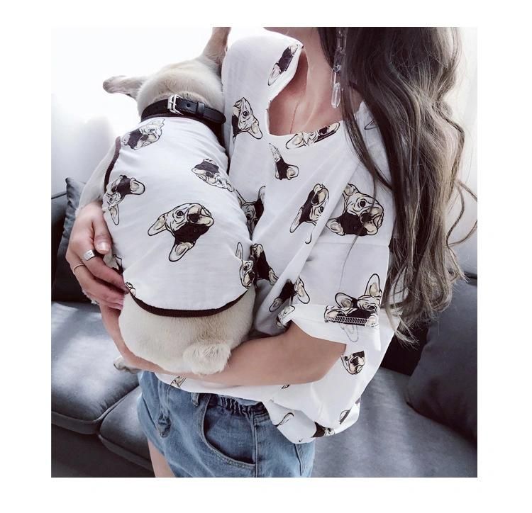Summer Pet T-Shirt Cat Clothes for French Bulldog Match Owner and Dog Clothes Parent-Child Dog Pet Clothing