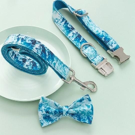 Custom High Quality Cotton Webbing Durable Beautiful Pattern Luxury Pet Supplies Leash Matched Dog Collar
