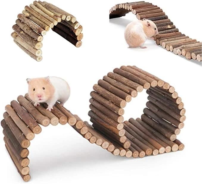 Natural Durable Training Tool Hamster Wooden Bridge Fence Hamster Chew Pet Toy