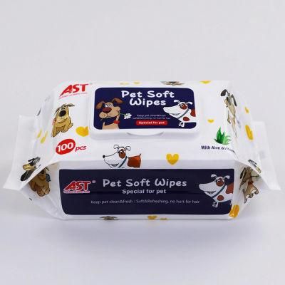 Disinfecting Fresh Cat Dog Cleaning Pet Grooming Wipes Muddy Paws Pet Tear Stain Wipes Wet Tissue