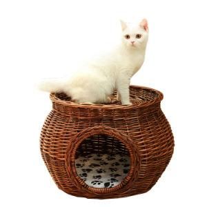 Two Layers Natural Wicker Rattan Pet Cat Dog House