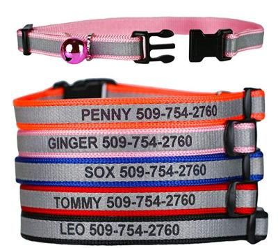 Adjustable Reflective Cat Name Collar for Small Medium Large Cat