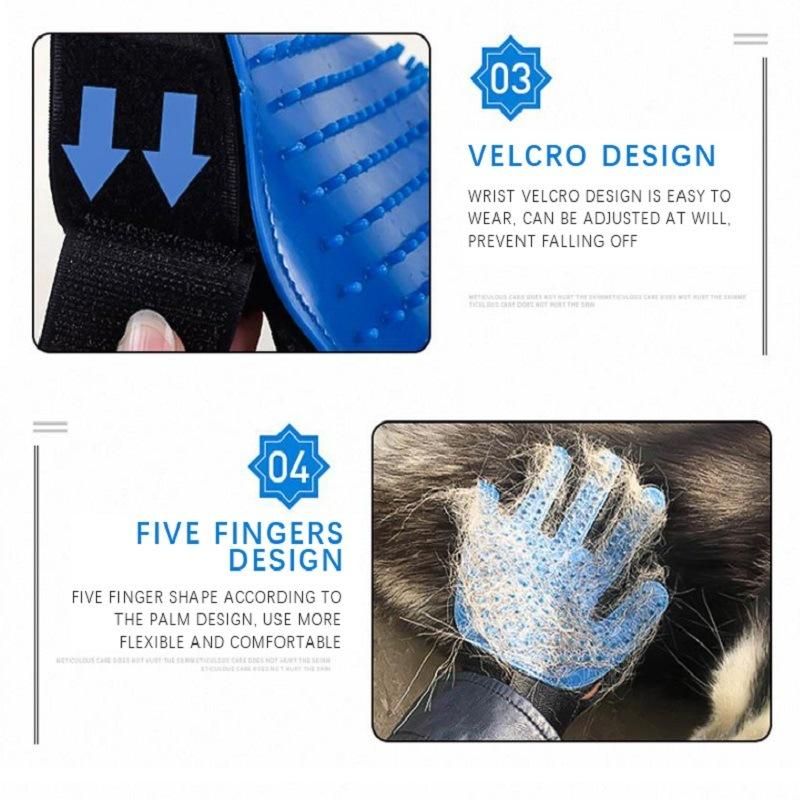 Pet Hair Remover Glove Silicone Blue Pet Gloves Left and Right