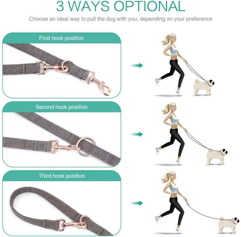 Adjustable to 3 Different Lengths with Strong Soft Wool Dog Lead