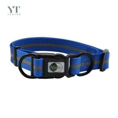 Wholesale Pet Supplies Reflective PVC Coated Nylon Strap Cute Custom Logo Dog Collar for Dogs