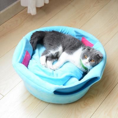 Monster Shape Sofa Bed Luxury Deep Sleep Cat Dog Felt Pet Nest with Mattress Foldable