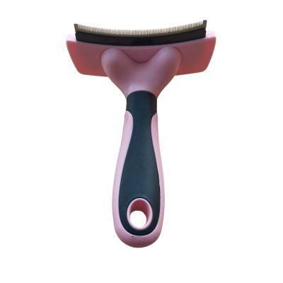 Dog Cat Grooming Brush Comb Reduce Shedding Hair Pet Accessories Curved Cutter Pink-L