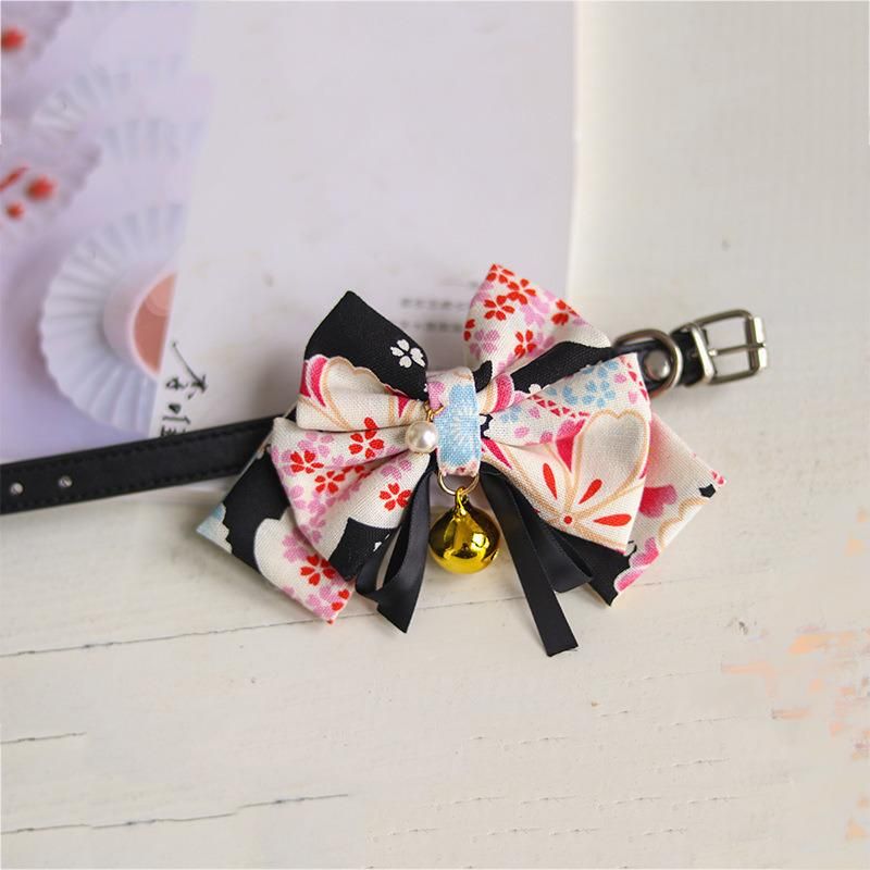 Wholesale Pet Accessories Luxury Cat Bow Collar Bells Adjustable Kitten Dog Puppy Collar