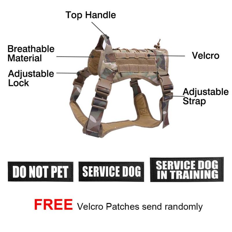 Wholesale Tactical Training Dog Harness Military Adjustable Nylon Vest Clothes Pet Products Leash