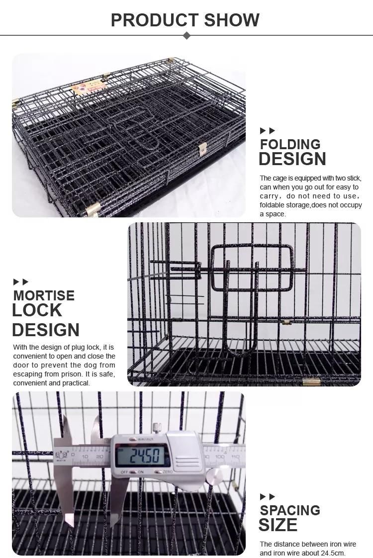 Dog Cage Metal Iron Cage, Portable Folding 30" Large Dog Cages Pet Dog Crate