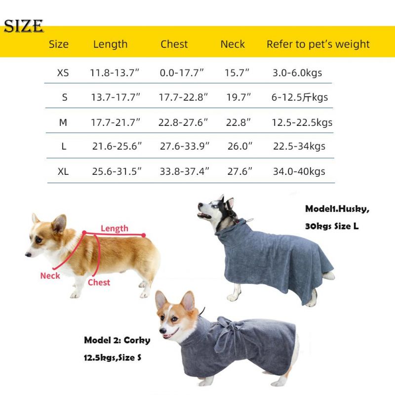 Super Absorbent Microfiber Fast Dry Pet Product Soft Dog Bathrobe