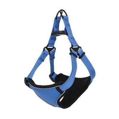 Triangular No-Pull Blue Dog Harness with Reflective Stripes