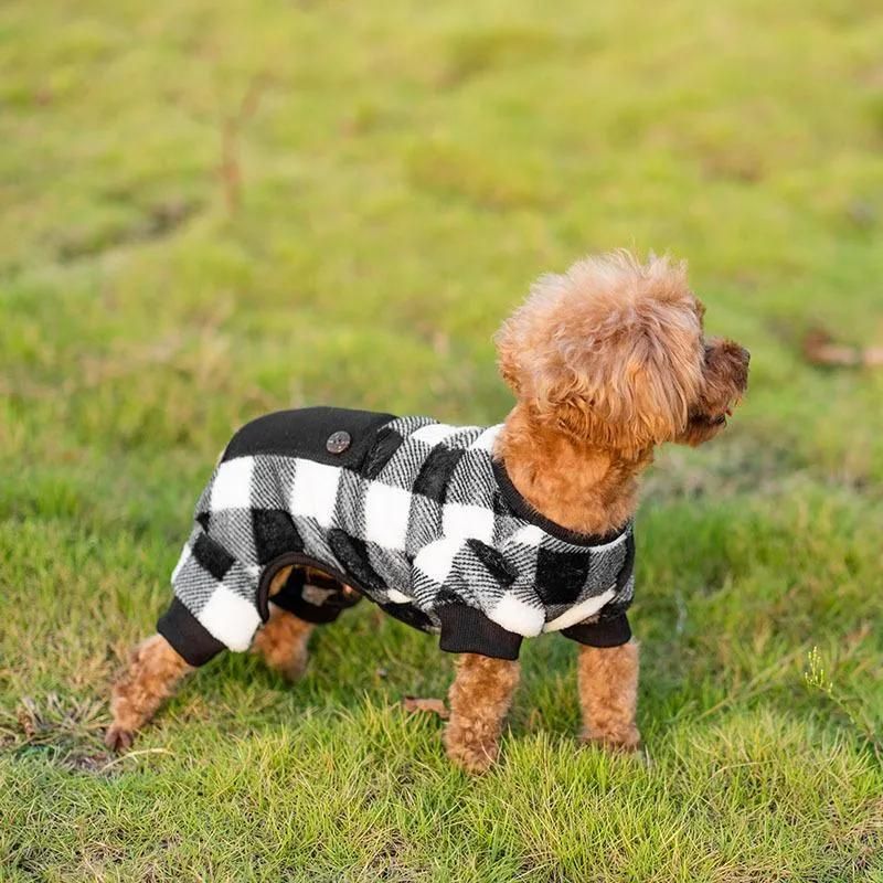 Fashion Checkerboard Fleece Warm Coat Dog Accessories Apparel Pet Clothes