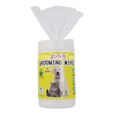 Private Label Hypoallergenic Deodorizing Pet Tear Wipes in Canister Pack