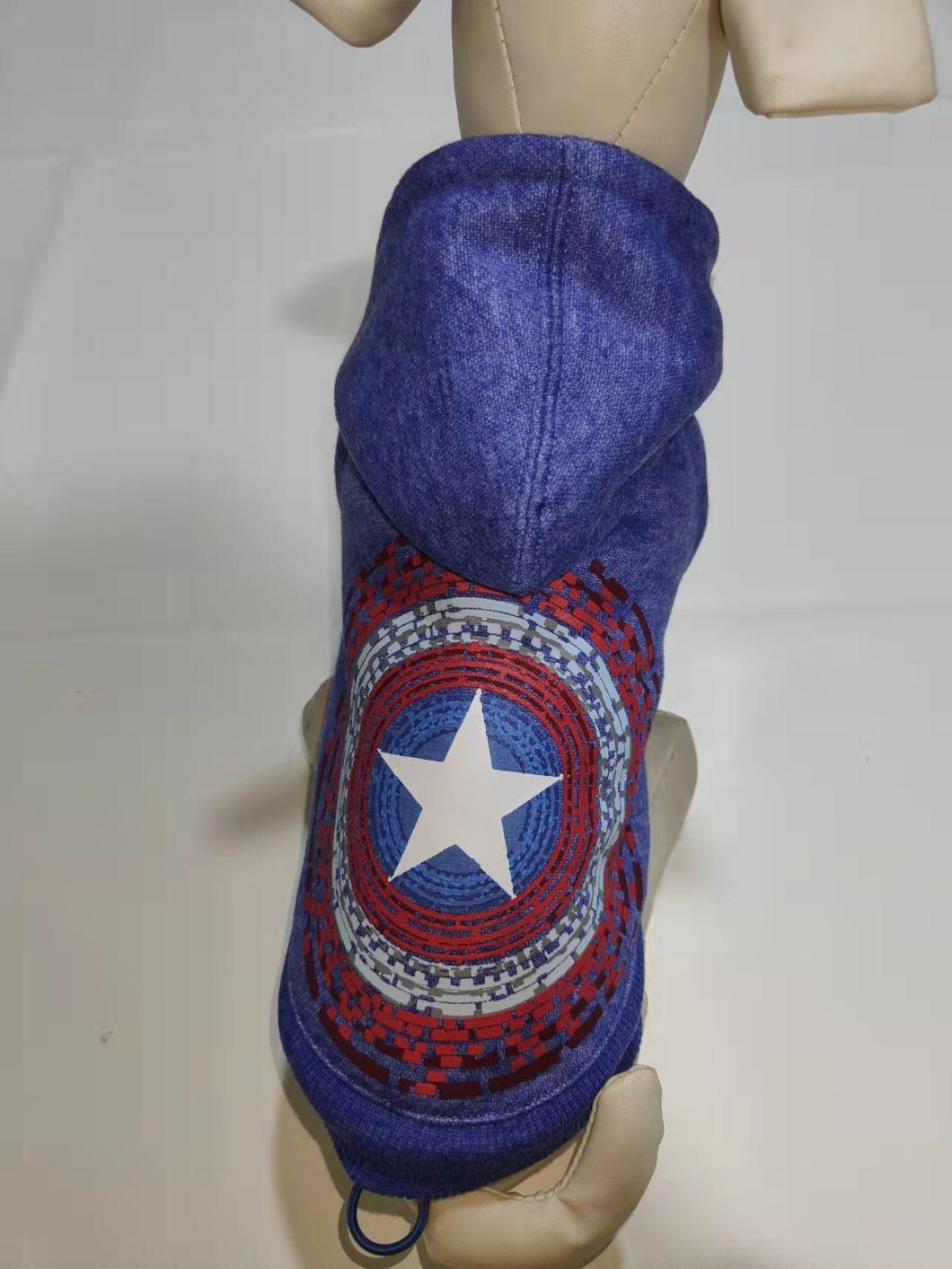 Captain America Design Dog Hoodie Dog Coat Pet Products