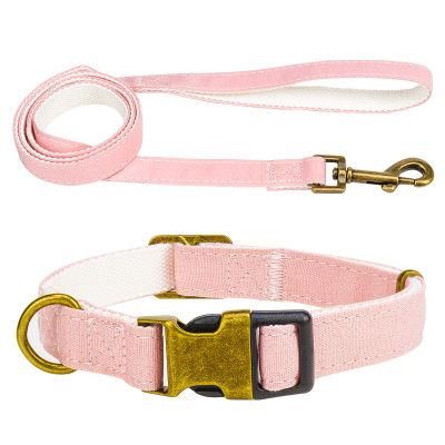 Customized Specification Polyester Cotton Material Electroplating Colorful Canvas Dog Collar and Leash