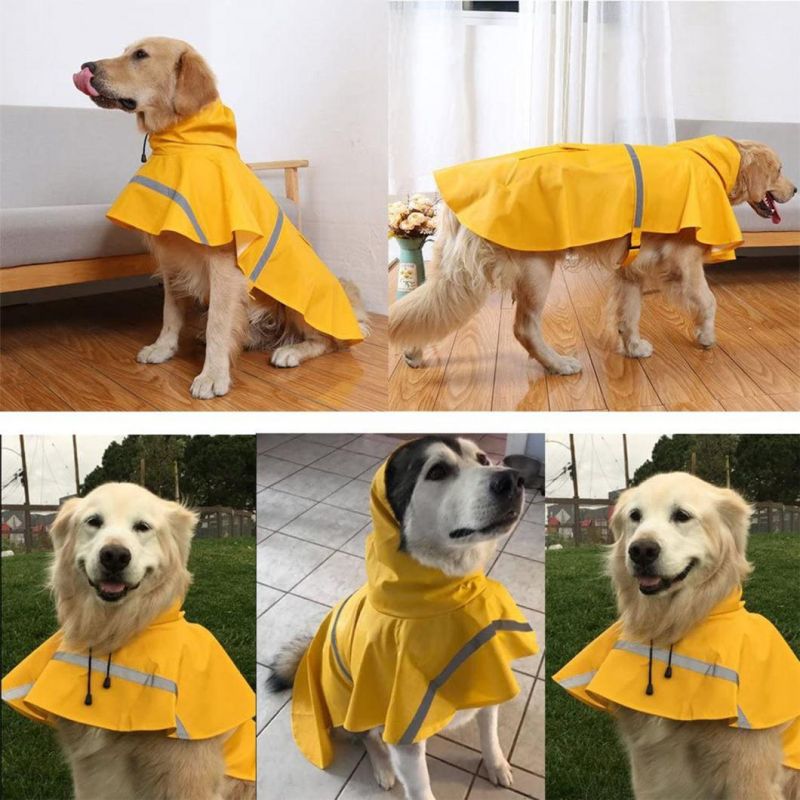 Dog Raincoats for Large Dogs with Reflective Strip Hoodie