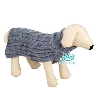 Size Large Navy Turtleneck Cable Knit Pet Sweater