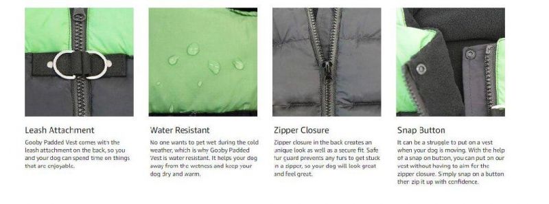 Zip up Dog Jacket Coat with D Ring Leash