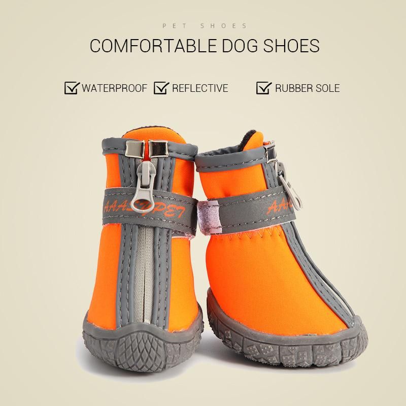 4PCS/Set Winter Pet Dog Shoes Warm Snow Boots Waterproof