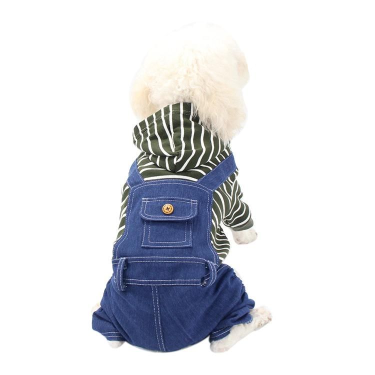 Pet Clothes Stripe Jeans Stripe Dog Four-Legged Suit