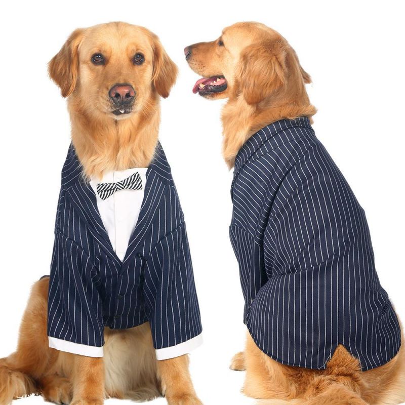 Pet Accessories Wedding Shirt Formal Tuxedo with Black Tie Stylish Suit Bow Tie Costume for Dogs Pet Clothes