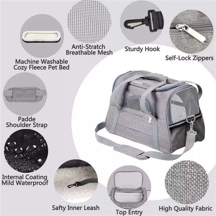 Outdoor Airline Approved Pet Handbag Dog Carriers Large Space Puppy Tote Cat Carrier