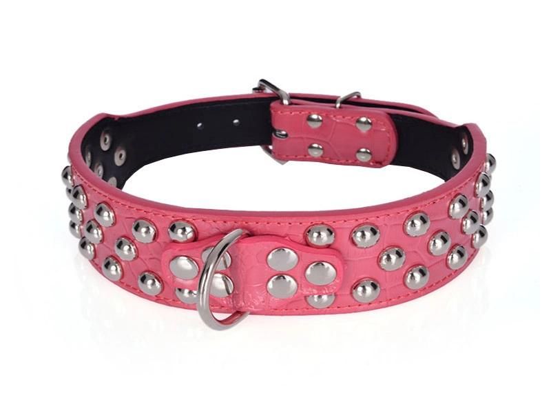 Fashionable Stuedded Rivet Pet Collar PU Leather Dog Collar