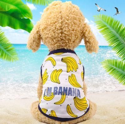 Puppy Couple Banana T-Shirt Dress Skirt Lovers Small Pet Shirt Coat Cool Comfortable Summer Clothes Summer Vest Dog