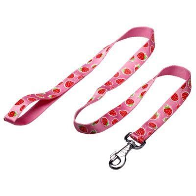 Amazon Same Style Pink Leash Lovely Silk Screen Pattern Nylon Material Pet Training Dog Leash