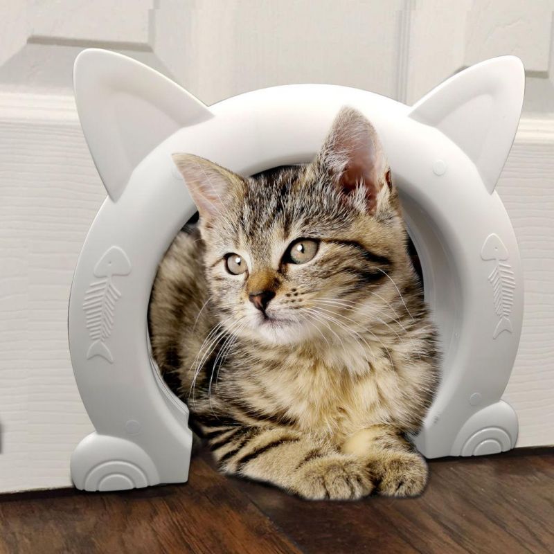 Exclusive Patent 2022 New Amazon Cat Shape Door with Brush Interior Exterior Pet Door for Cats