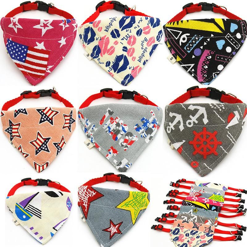 Wholesale Multiple Sizes Cotton Polyester Triangle Collar Bandana Dog Scarf Bandanas Bibs for Dogs Puppies