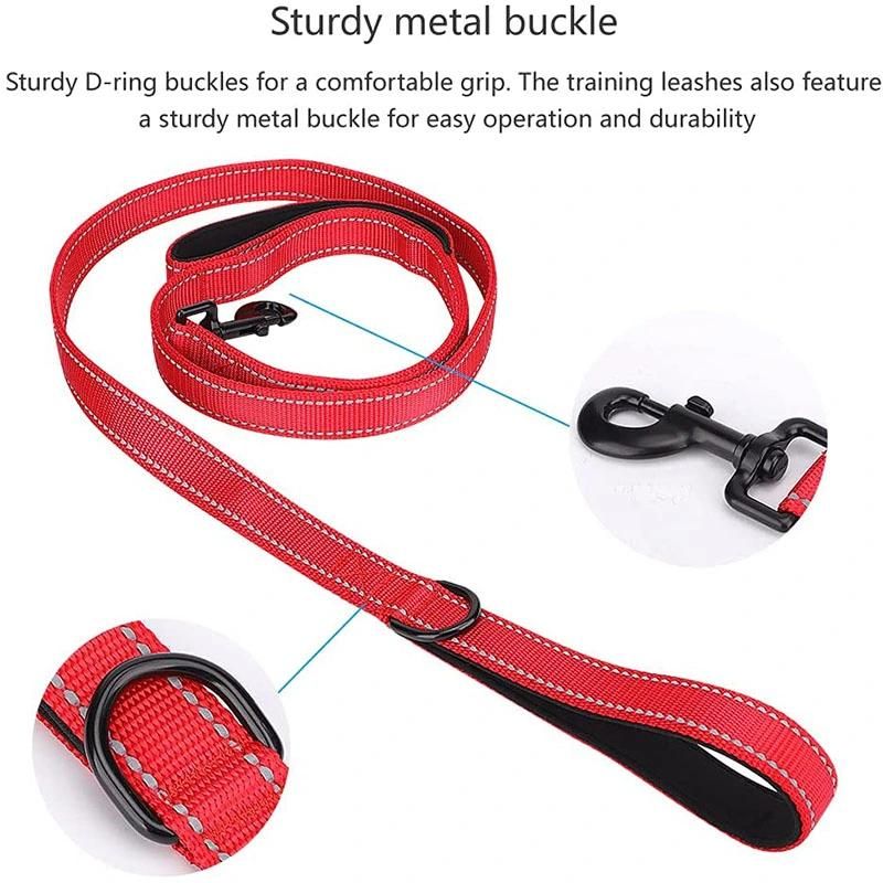 Reflective Dog Leash with Comfortable Dual Padded Handles for Control Safety Training Walking