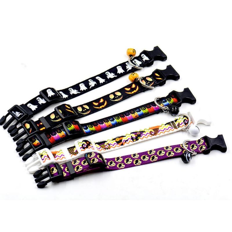 Halloween Polyester Dog Collar Adjustable with Bell Festival Creative New Products Pet Collar