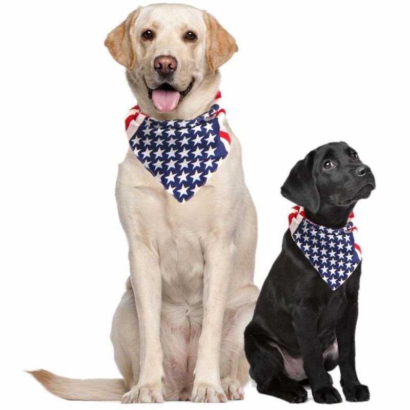 USA/UK/France Flag W/Jacquard Weave Fabric Detachable Bow Tie Dog Bandana