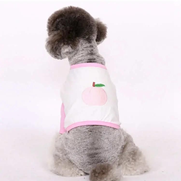 Spring Autumn Apple Grape Fruit Series Pattern Exquisite Embroidered Patchwork Color Long Sleeve Dog T-Shirt