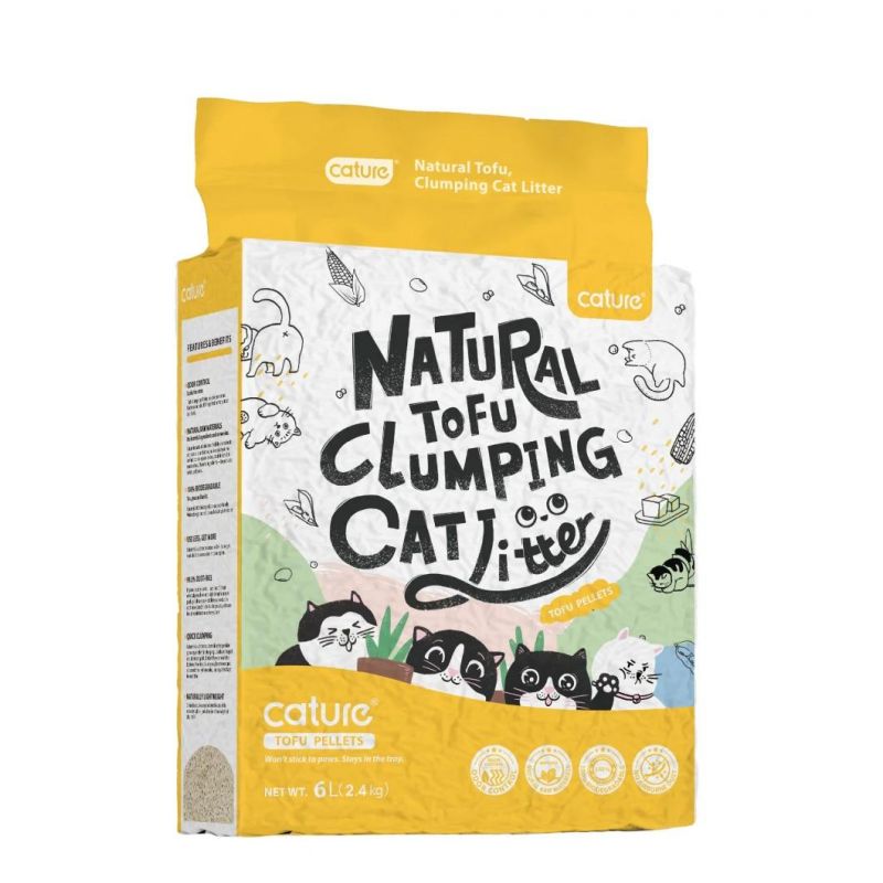 Cature Natural Degradable and Flushable Tofu Cat Litter of High Performance of Odor Control and Easy Scooping up